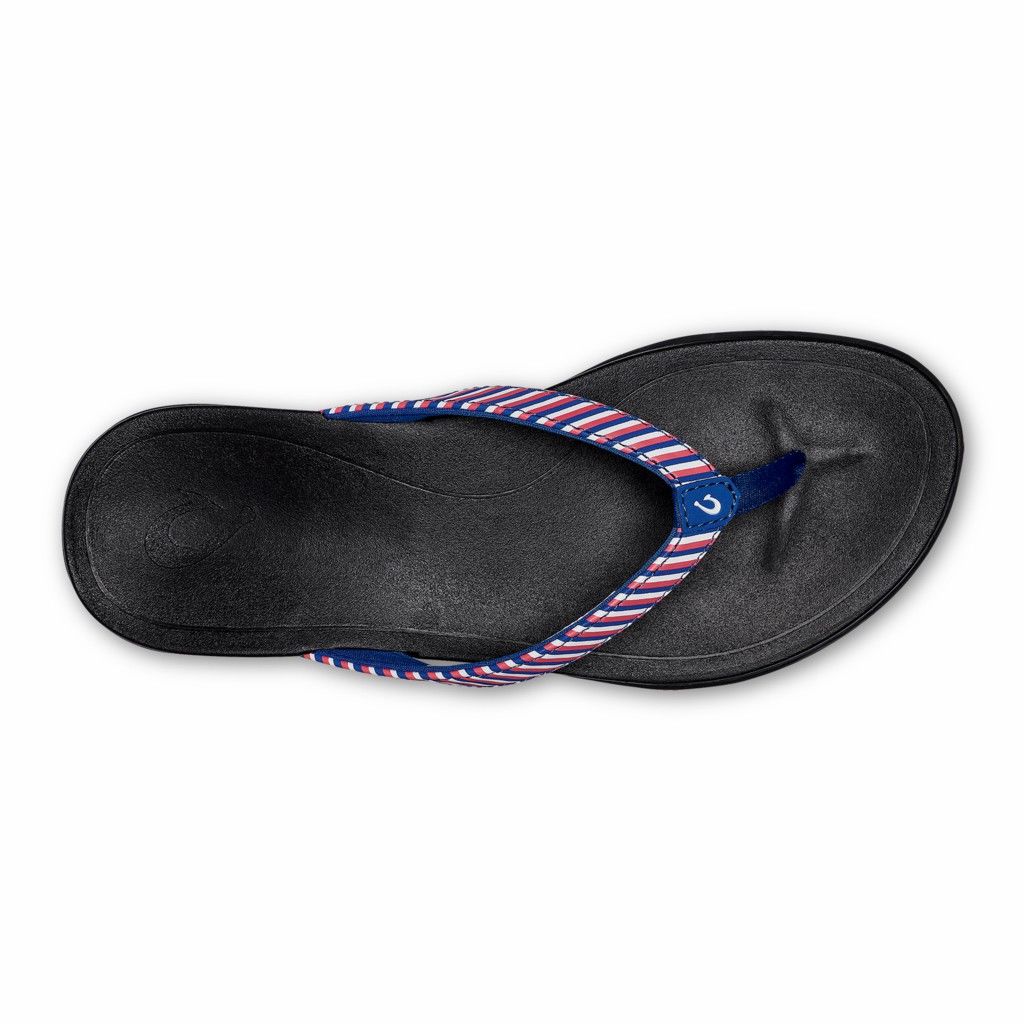 Olukai Women's Hoopio Flip Flop - Red / Stripe US912-834